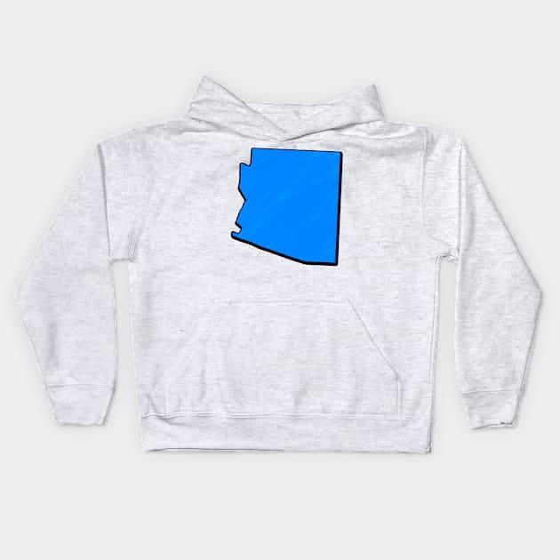 Bright Blue Arizona Outline Kids Hoodie by Mookle